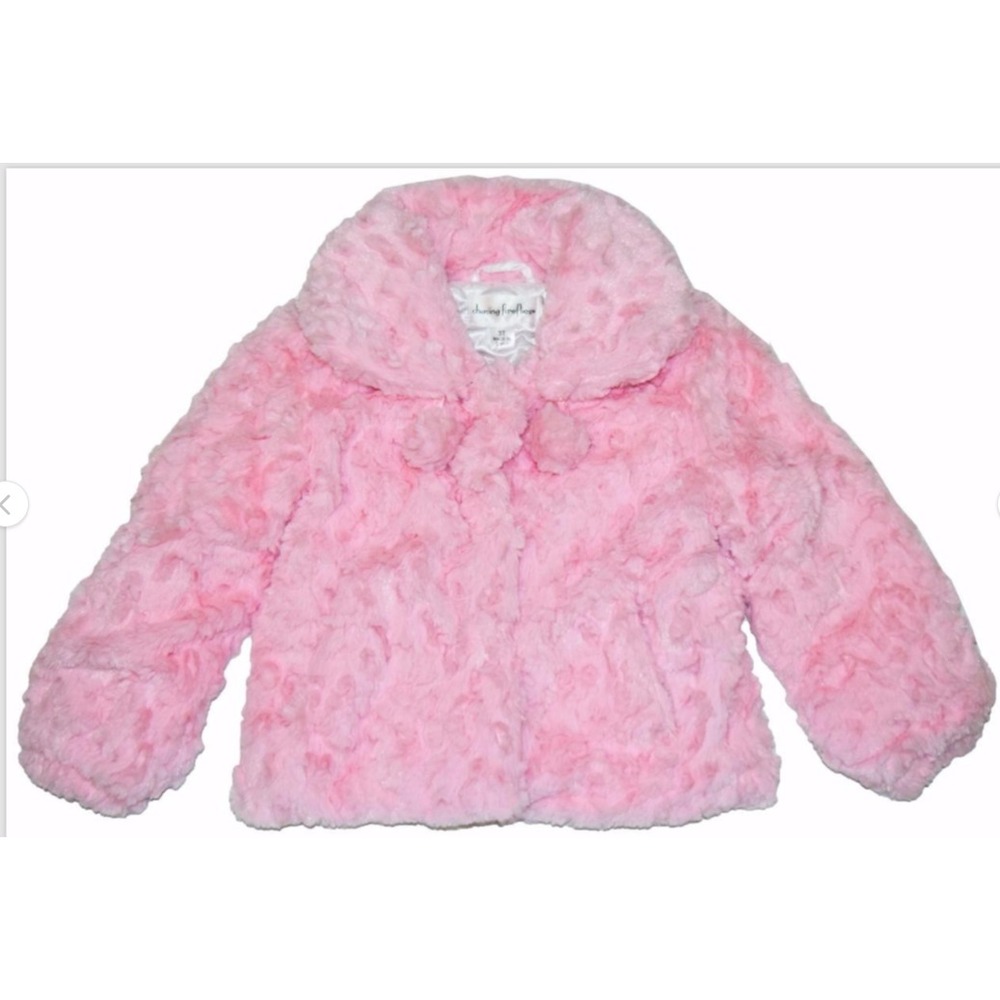 NEW Chasing Fireflies Girls Size 3T Pink Faux Fur Jacket Coat